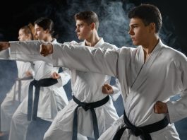 Karate, Japonya’nın Okinawa adasında doğmuş bir dövüş sanatıdır. Karate’nin kökeni, Okinawa’da ortaya çıkan shuri-te, naha-te ve tomari-te gibi eski dövüş tekniklerine dayanmaktadır. Karate’nin tarihi, bu dövüş tekniklerinin zamanla birleşerek modern formunu almasıyla şekillenmiştir. Karate’nin modern biçimini ilk geliştiren kişiler arasında Gichin Funakoshi yer almaktadır.